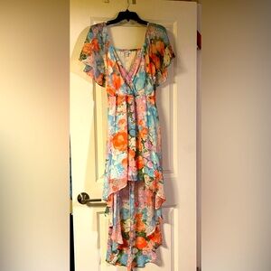 AUW Women’s Floral Print High Low Spring/Summer Dress